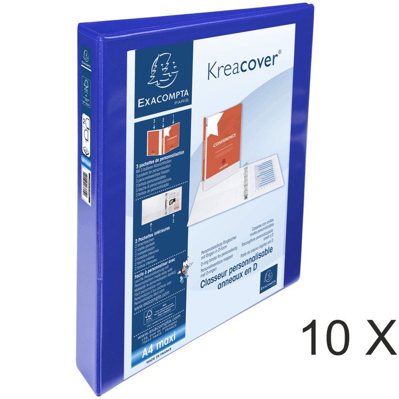 3130637518269-Exacompta Kreacover - 10 Classeurs 2 anneaux personnalisable - Dos 47 mm - A4 Maxi - bleu -P_400010465_1-0