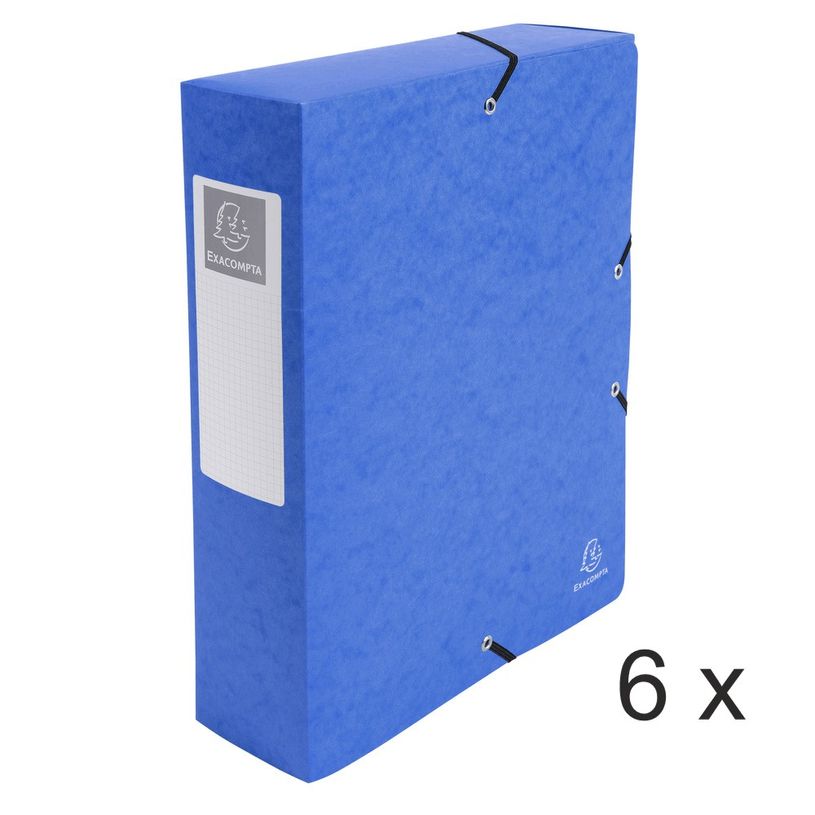 3130632508326-Exacompta Exabox - 6 Boîtes de classement en carte lustrée - dos 80 mm - bleu-P_400010565_1-0
