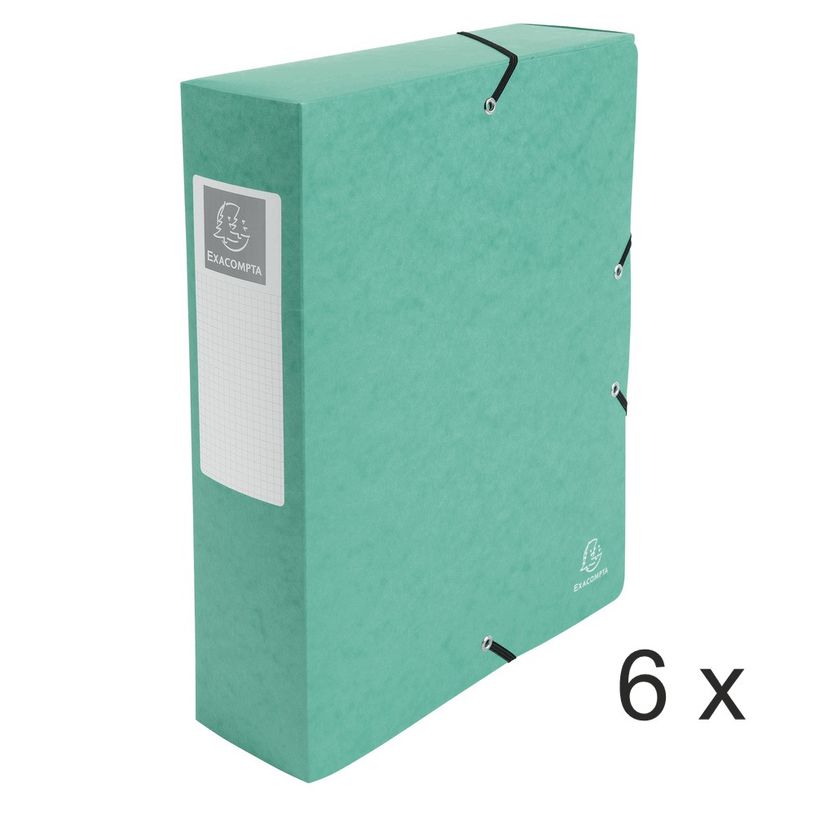 3130632508333-Exacompta Exabox - 6 Boîtes de classement en carte lustrée - dos 80 mm - vert-P_400010566_1-0