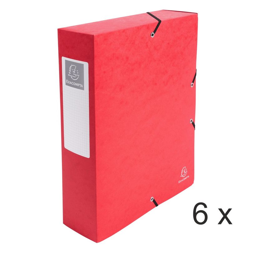 3130632508357-Exacompta Exabox - 6 Boîtes de classement en carte lustrée - dos 80 mm - rouge-P_400010567_1-0