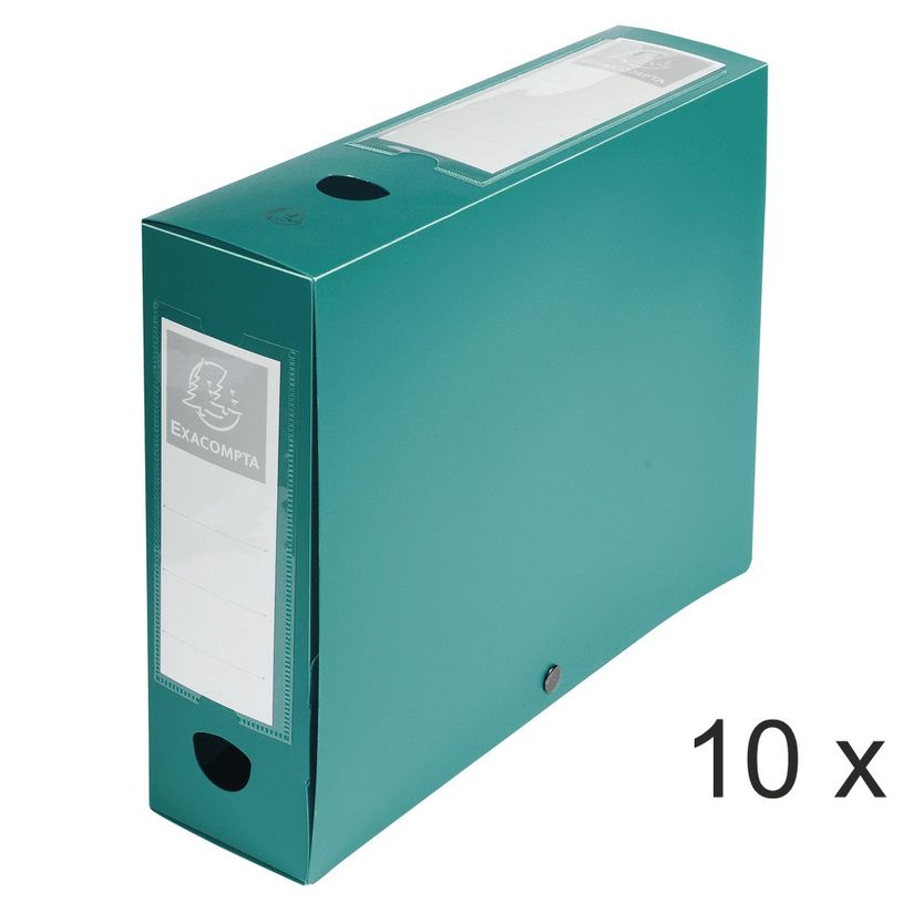 3130632598334-Exacompta - 10 Boîtes de classement à pression - dos 80 mm - vert - polypro-P_400010595_1-0