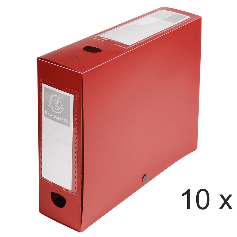 3130632598358-Exacompta - 10 Boîtes de classement à pression - dos 80 mm - rouge - polypro-P_400010596_1-0