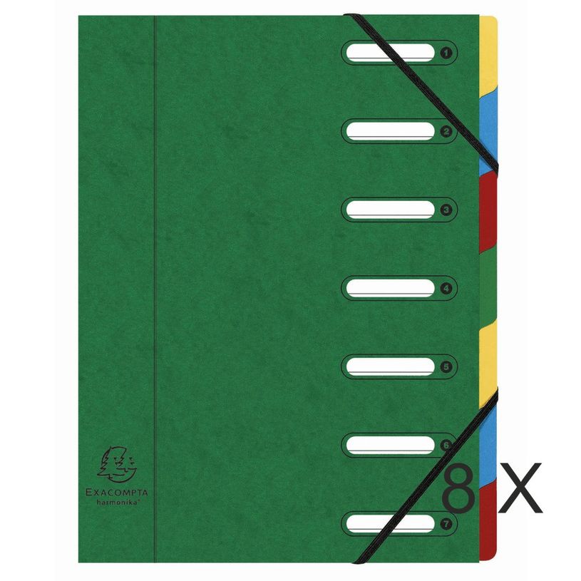 3130632550738-Exacompta Harmonika - 8 Trieurs à fenêtres 7 positions - vert-P_400010681_1-0