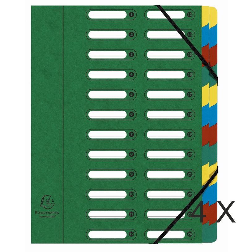 3130632552435-Exacompta Harmonika - 4 Trieurs à fenêtres 24 positions - vert-P_400010684_1-0