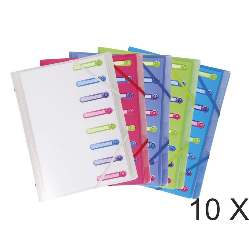 3130632561895-Exacompta Chromaline - 10 Trieurs polypro 8 positions - couleurs assorties-P_400010753_1-0
