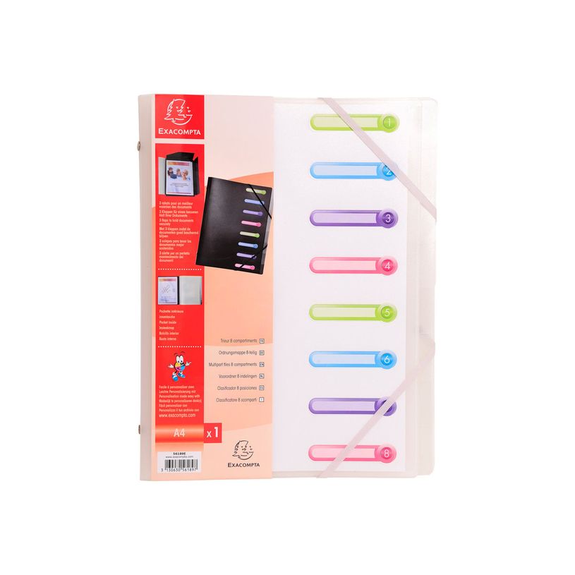3130632561895-Exacompta Chromaline - 10 Trieurs polypro 8 positions - couleurs assorties-P_400010753_3-2