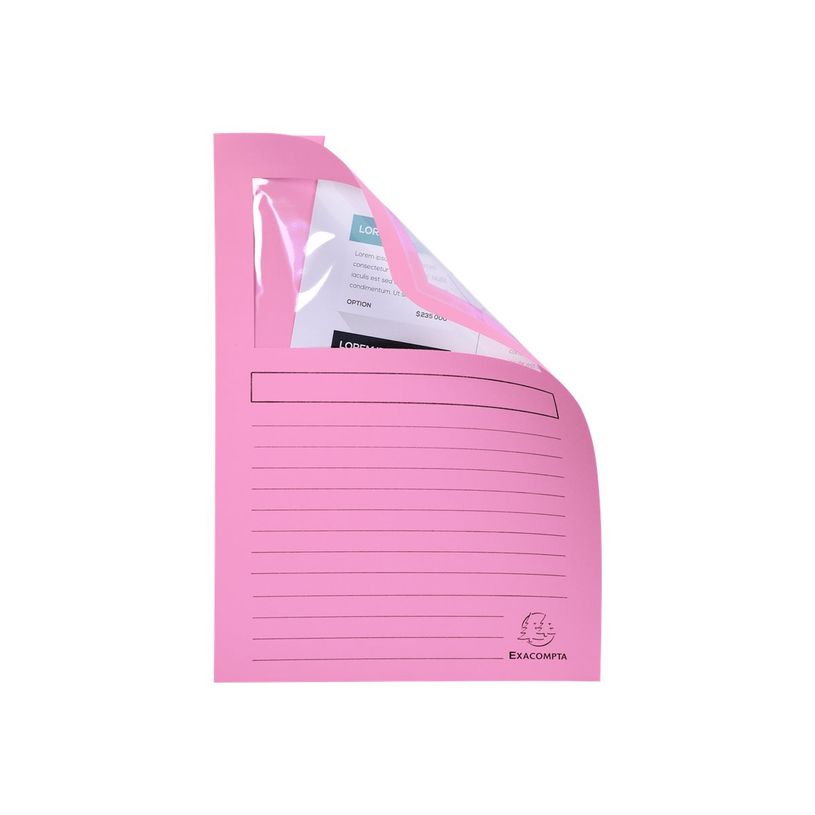 3130632501563-Exacompta Super 160 - 4 Paquets de 100 Chemises à fenêtre - 160 gr - rose-P_400010811_3-2