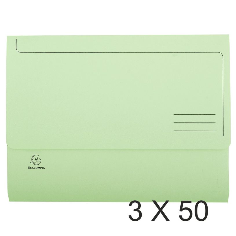 3130632467739-Exacompta Super 210 - 3 Paquets de 50 Chemises poche à soufflet - vert clair-P_400010824_1-0