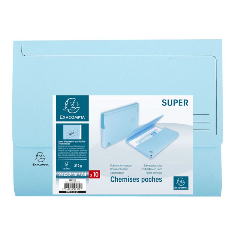 3130632479725-Exacompta Super 210 - 18 Paquets de 10 Chemises poche - bleu clair-P_400010830_3-2