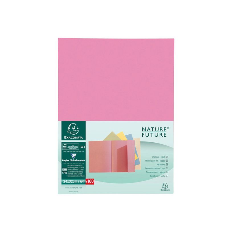 3288583481035-Exacompta Super 160 - 5 Paquets de 100 Chemises 1 rabat - 160 gr - rose-P_400010899_2-1