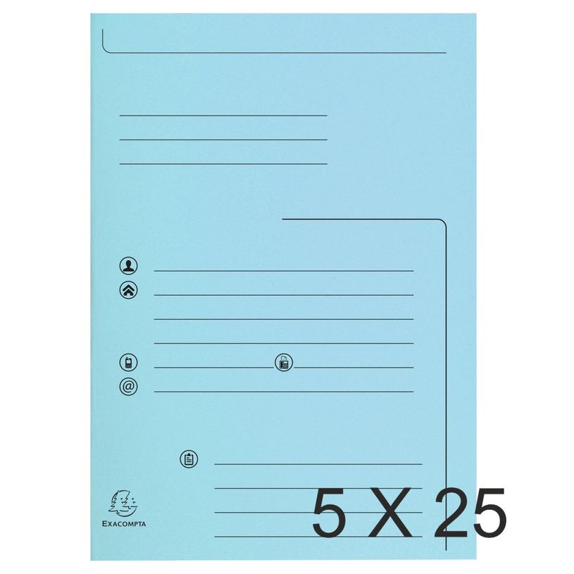 3130636334006-Exacompta Super 210 - 5 Paquets de 25 Chemises imprimées 2 rabats - bleu clair-P_400010956_2-0