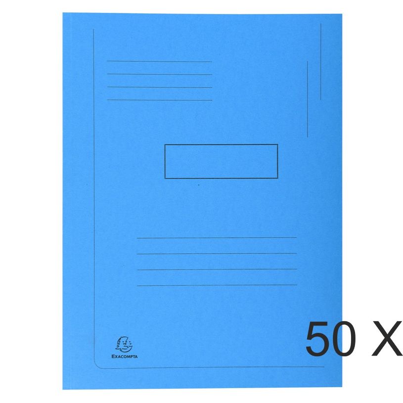 0404000109594-Exacompta Forever - 50 Chemises imprimées 2 rabats - 290 gr - bleu vif-P_400010959_1-0