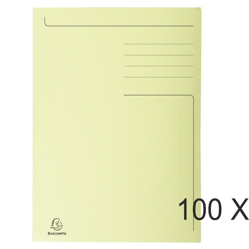 3130639449059-Exacompta Forever - 100 Chemises imprimées format folio - 280 gr - jaune-P_400010979_1-0