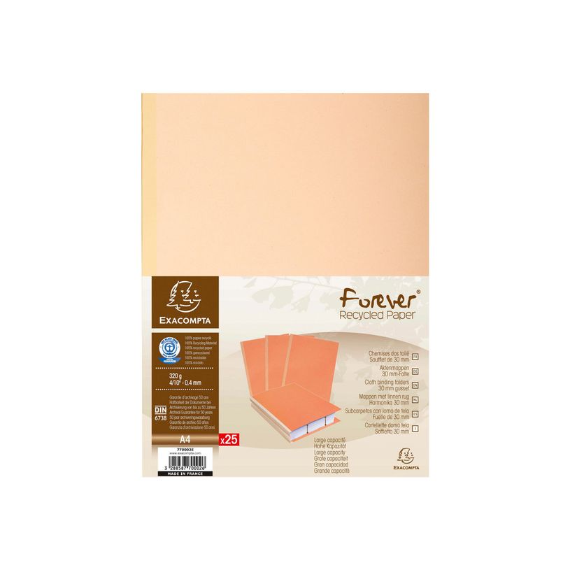 3288587701023-Exacompta Forever - 10 Paquets de 25 Chemises dos toilé - 320 gr - bulle-P_400010986_1-1