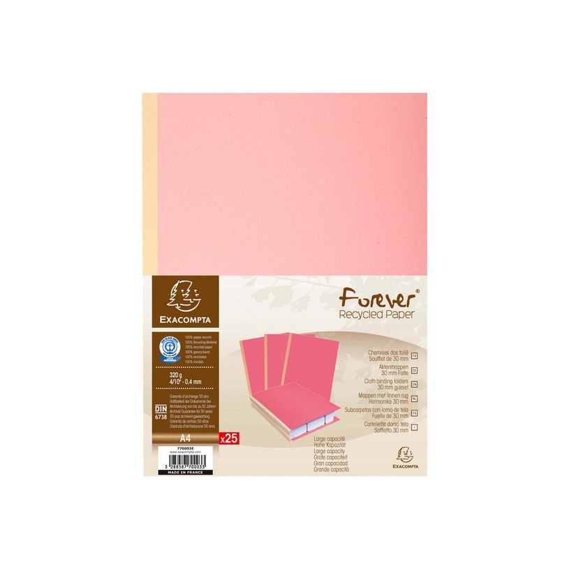 3288587701030-Exacompta Forever - 10 Paquets de 25 Chemises dos toilé - 320 gr - rose-P_400010987_2-1