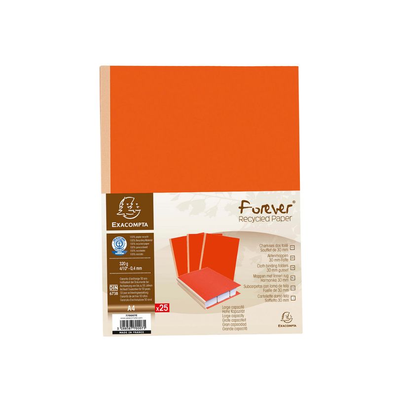 3288587701078-Exacompta Forever - 10 Paquets de 25 Chemises dos toilé - 320 gr - orange-P_400010990_1-1