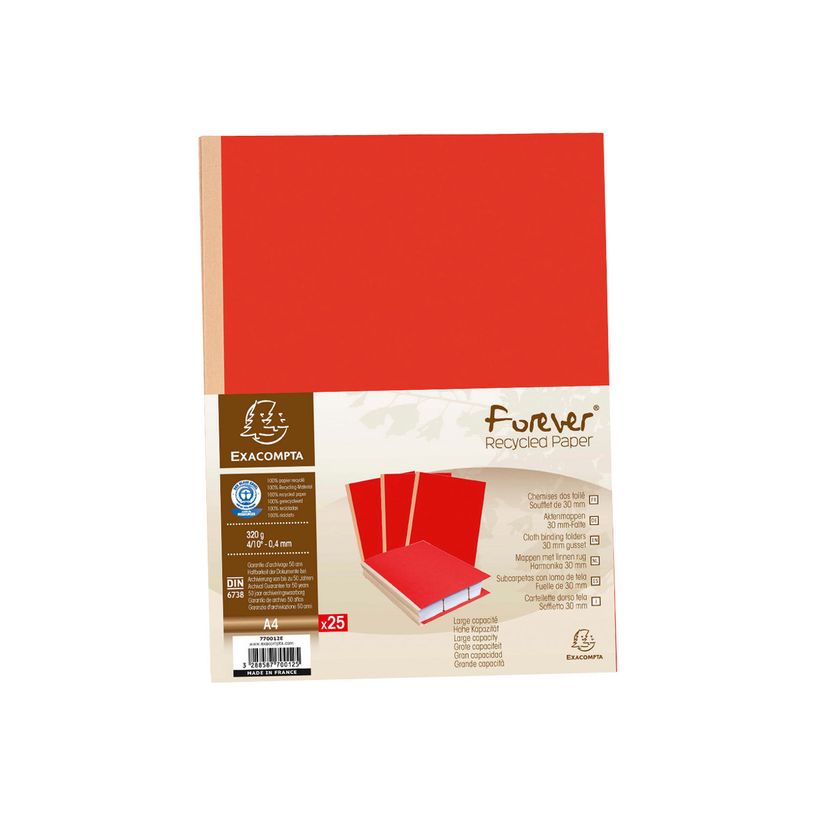 3288587701122-Exacompta Forever - 10 Paquets de 25 Chemises dos toilé - 320 gr - rouge-P_400010994_2-1