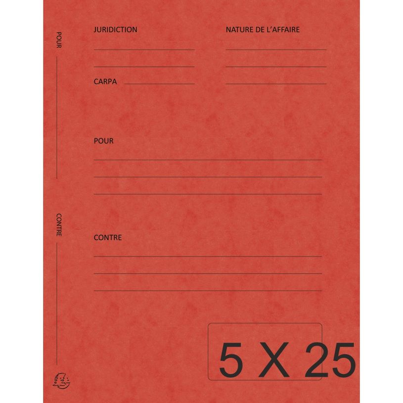 3130632201050-Exacompta Super 210 - 5 Paquets de 25 Chemises de plaidoirie "pour/contre" - rouge-P_400011002_1-0