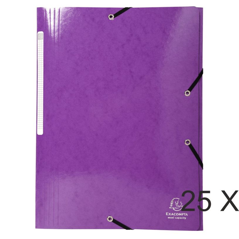 3130632559267-Exacompta Iderama - 25 Chemises à rabats maxi capacity - violet (carte lustrée pellicul