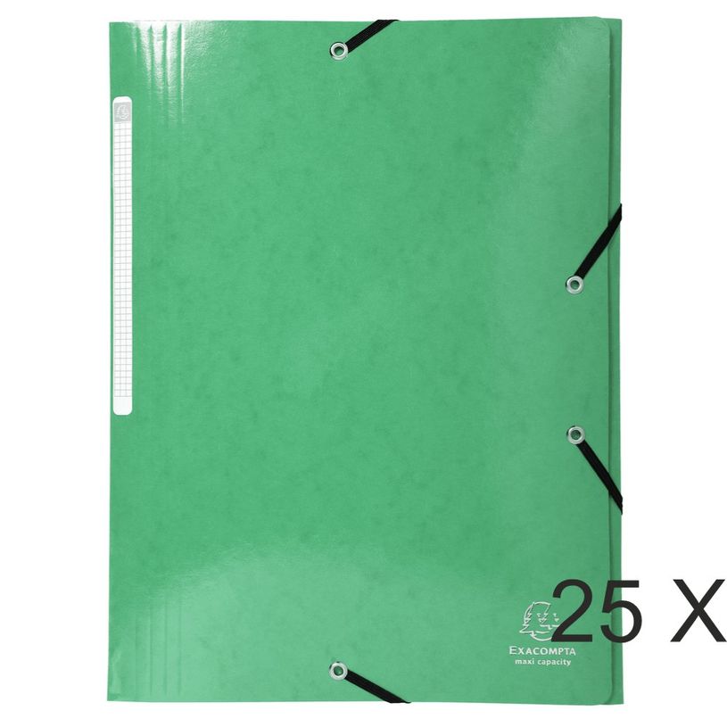 3130632558307-Exacompta Iderama - 25 Chemises à rabats maxi capacity - vert foncé (gaufrées pellicul