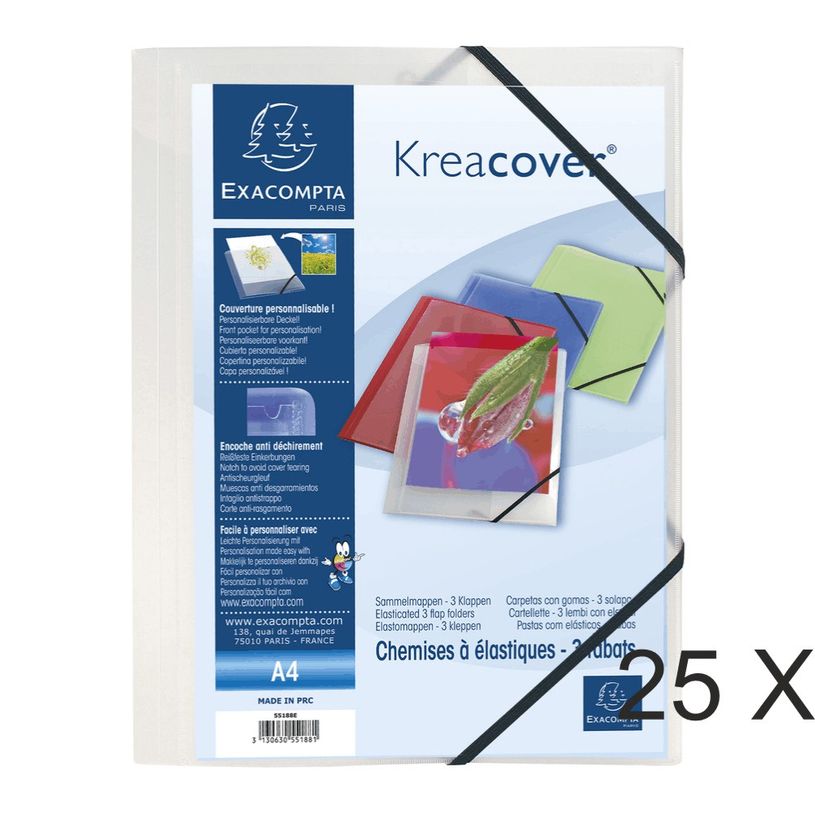 3130631551880-Exacompta Kreacover - 25 Chemises à 3 rabats personnalisables - incolore-P_400011043_1-0