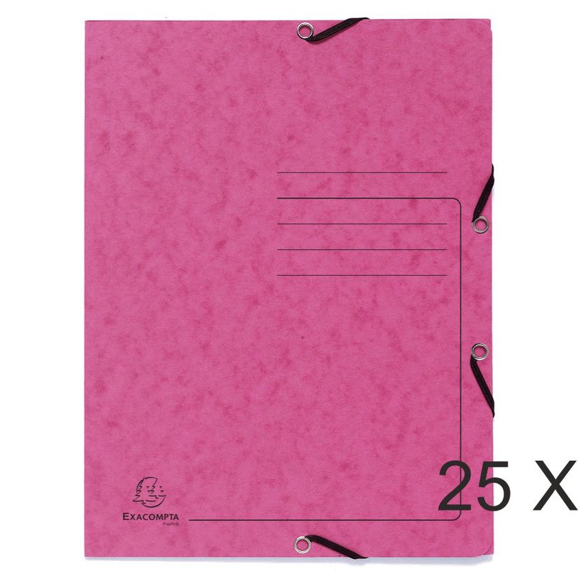 3130632554071-Exacompta - 25 Chemises à 3 rabats imprimées - A4 - rose-P_400011055_1-0