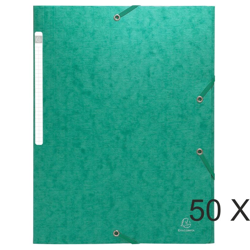 3130632557539-Exacompta - 50 Chemises à 3 rabats monobloc - A4 - vert-P_400011101_1-0