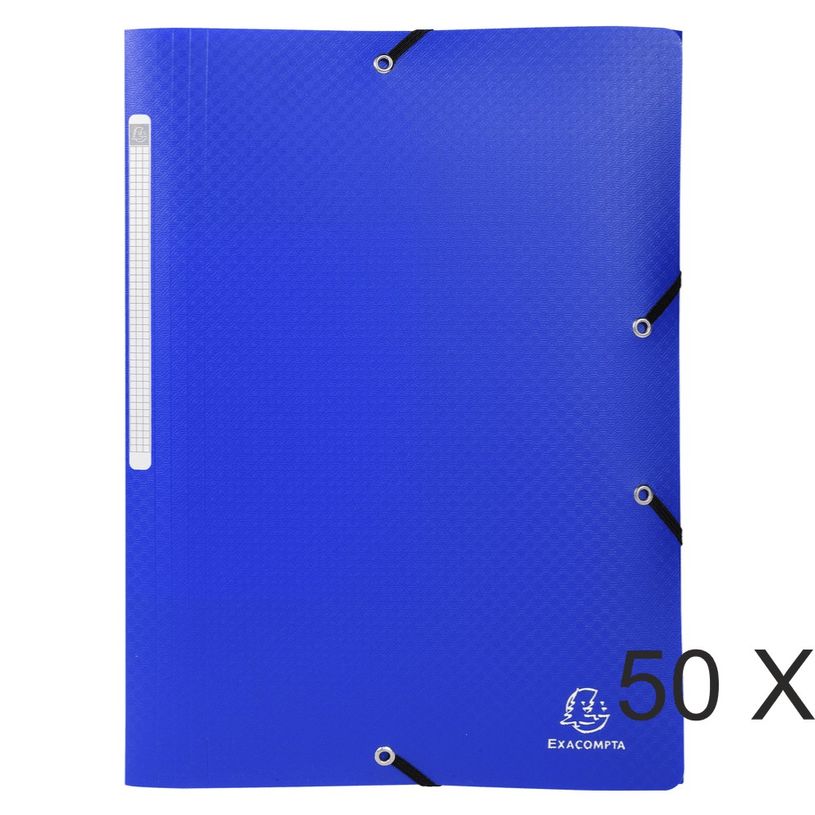 3130632558123-Exacompta Opak - 50 Chemises à 3 rabats polypro - A4 - bleu foncé-P_400011115_1-0