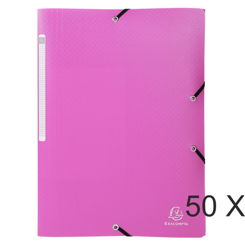 3130631558209-Exacompta Opak - 50 Chemises à 3 rabats polypro - A4 - rose-P_400011118_1-0