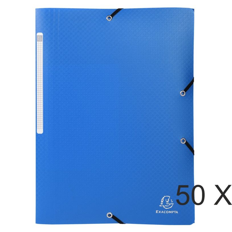 3130632550820-Exacompta Opak - 50 Chemises à 3 rabats polypro - A4 - bleu-P_400011121_1-0