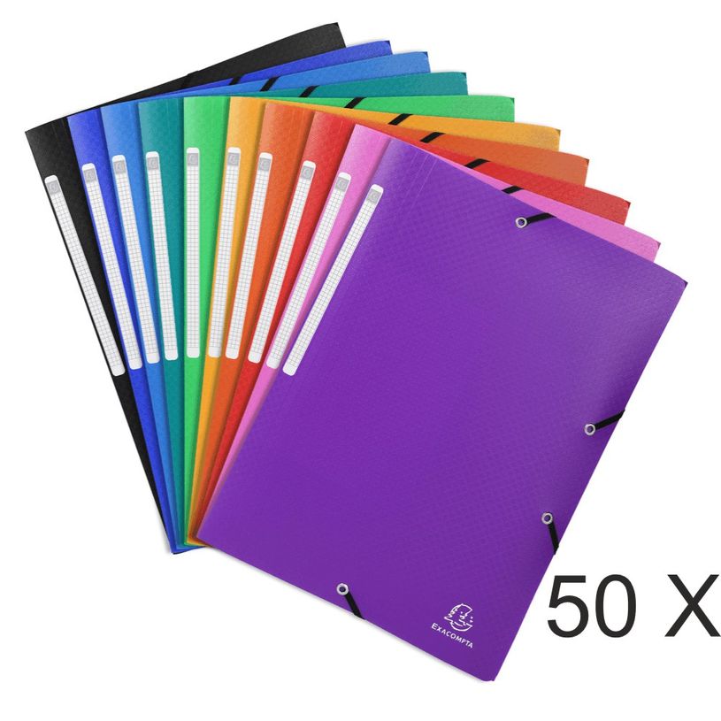 3130632558406-Exacompta Opak - 50 Chemises à 3 rabats polypro - A4 - couleurs assorties-P_400011124_1-0