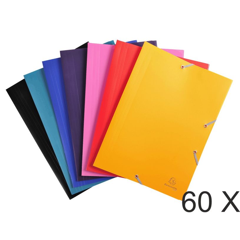 3130639559000-Exacompta - 60 Chemises à 3 rabats polypro - A4 - couleurs opaques assorties-P_400011137_1-0