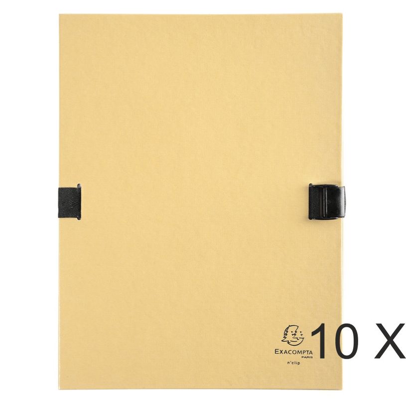 3130632215255-Exacompta N'clip - 10 Chemises extensibles 1 rabat - mastic-P_400011189_1-0