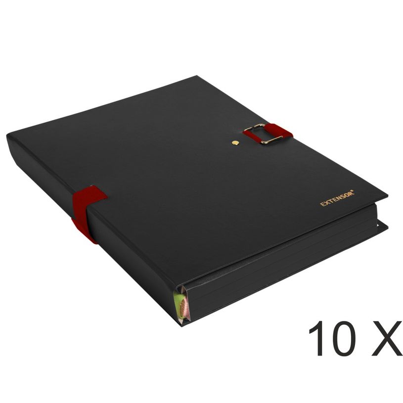 3130632220013-Exacompta Extensor - 10 Chemises extensibles 1 rabat à sangle - noir-P_400011191_1-0