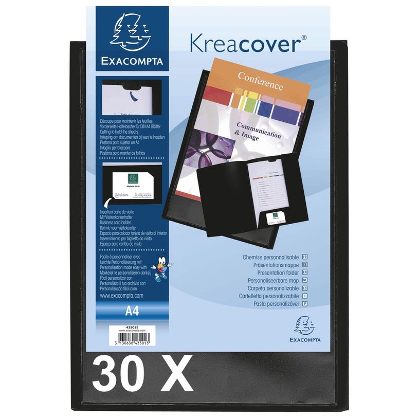 3130631435012-Exacompta Kreacover - 30 Chemises de présentation personnalisables - A4 - noir-P_400011232_1-0