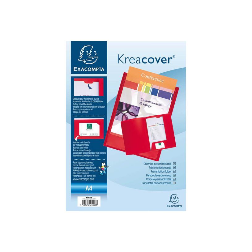 3130632435035-Exacompta Kreacover - 30 Chemises de présentation personnalisables - A4 - rouge-P_400011234_1-3
