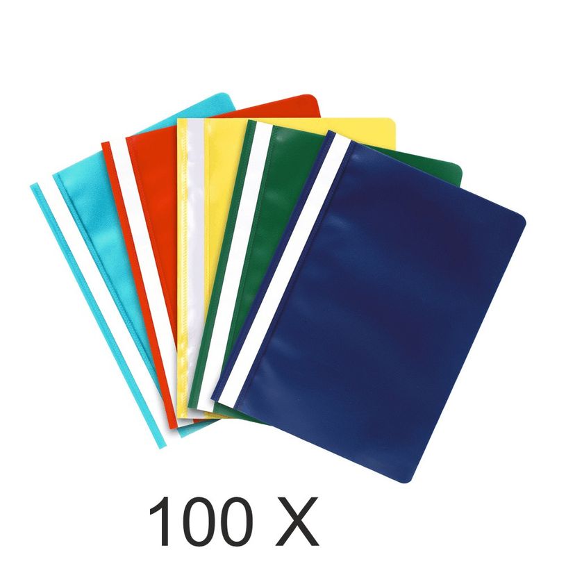 3130632449247-Exacompta - 100 Chemises de présentation à lamelles - couleurs assorties-P_400011242_1-0