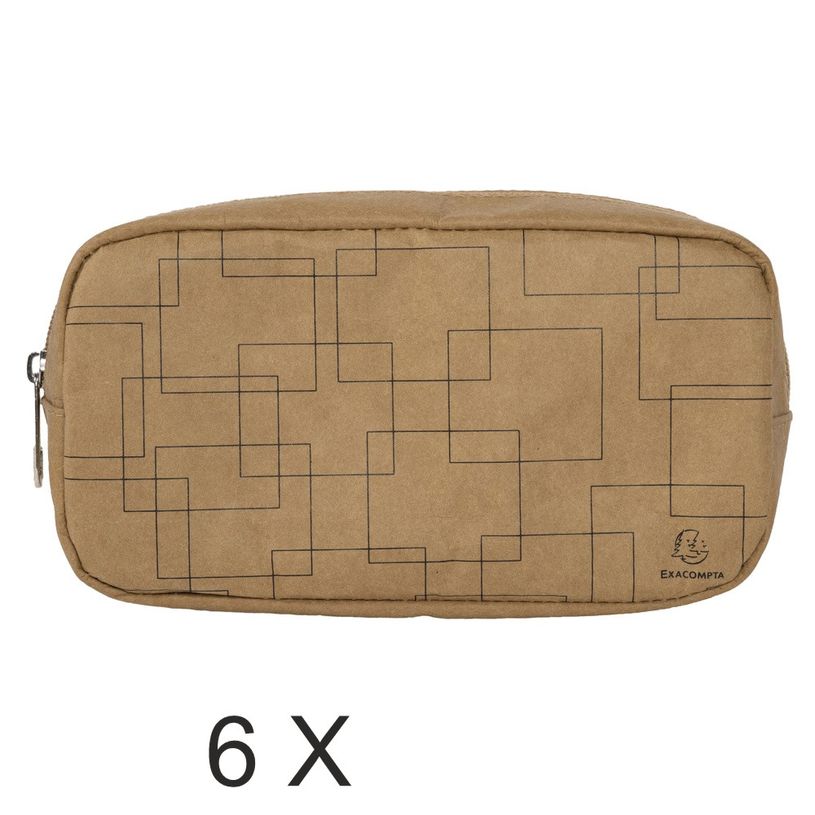 3130632176709-Exacompta Eterneco - 6 Trousses business washable paper - brun motifs géométriques-P_400011318_1-0