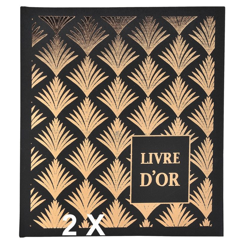 3130631095124-Exacompta Palmyre - 2 Livres d'or 21 x 19 cm - 140 pages - noir palmier-P_400011327_3-0