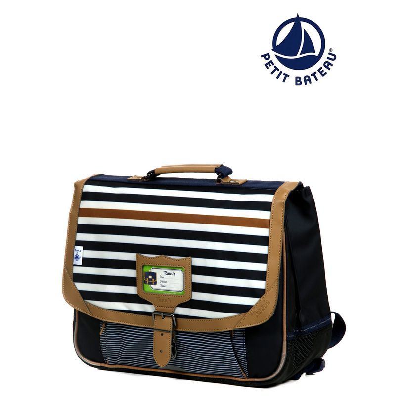 3663991061084-Cartable Tann's 38 cm - 2 compartiments - Petit Bateau marinière-P_400011364_1-0