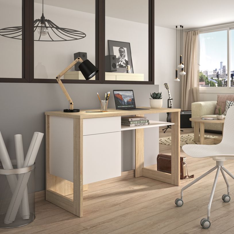 3483600971791-Bureau Morzine 120 cm - chêne sonoma et blanc-P_400011396_1-0