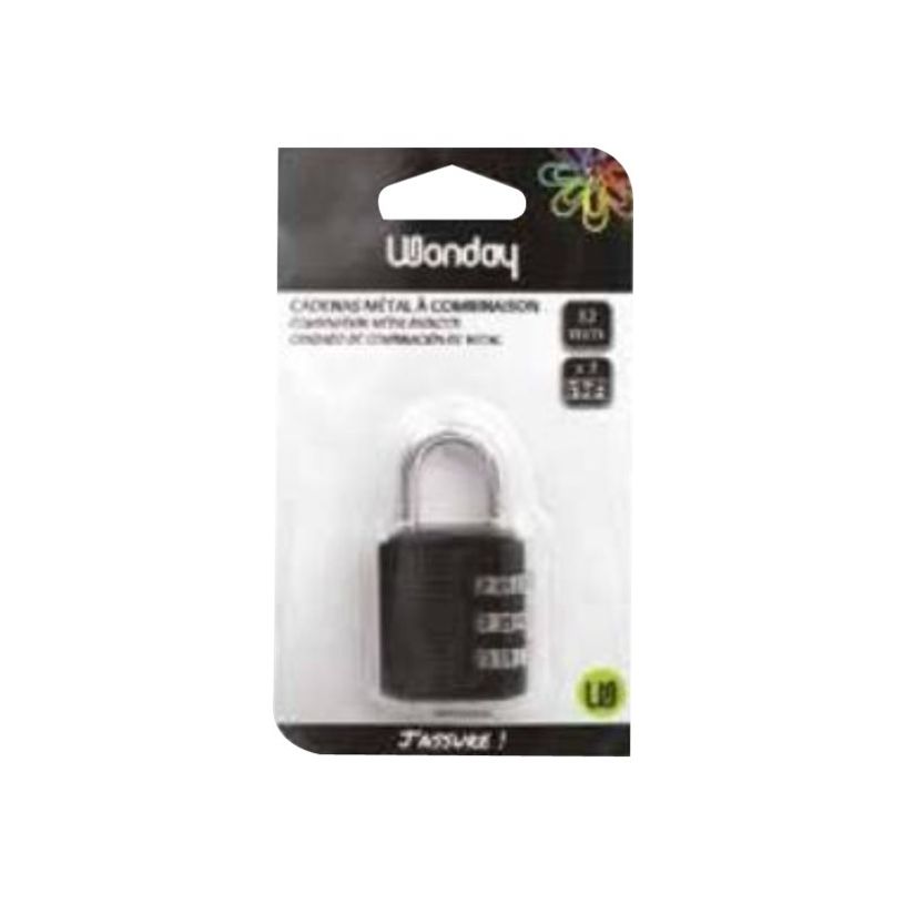3701254717474-Wonday - Cadenas à combinaison 3 chiffres - 32 mm - noir-P_400011400_1-0