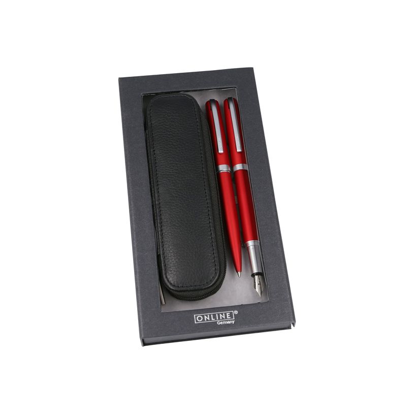 4014421346445-Online Eleganza - Parure stylo à bille/stylo plume - rouge satin-P_400011436_3-2
