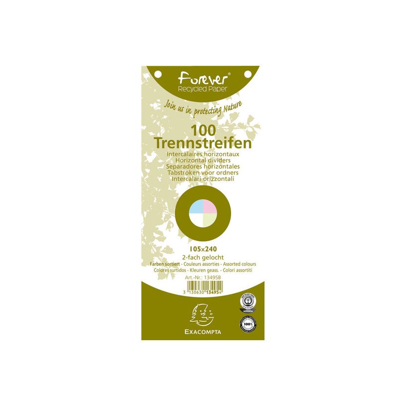 3130632134952-Exacompta Forever - 12 Packs de 100 fiches intercalaires - 105 x 240 mm - couleurs assorti-P_400011527_6-2