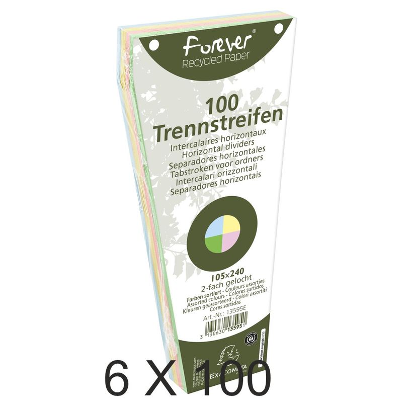 3130632135959-Exacompta Forever - 6 Packs de 100 fiches intercalaires trapézoïdales unies perforées - 10,-P_400011528_2-0
