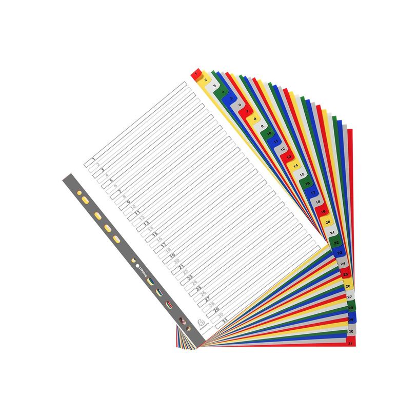 3130632000936-Exacompta - Pack de 20 intercalaires 31 positions numériques - A4 - couleurs assorties-P_400011534_3-1