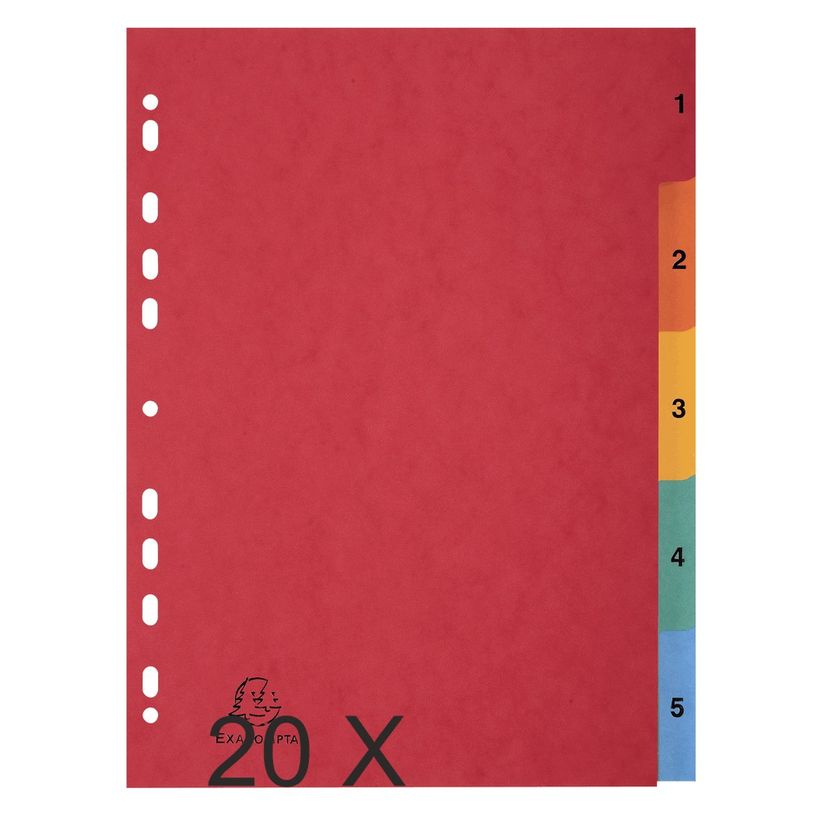 5016196131102-Exacompta - Pack de 20 intercalaires 5 positions numériques - A4 - couleurs assorties-P_400011539_1-0