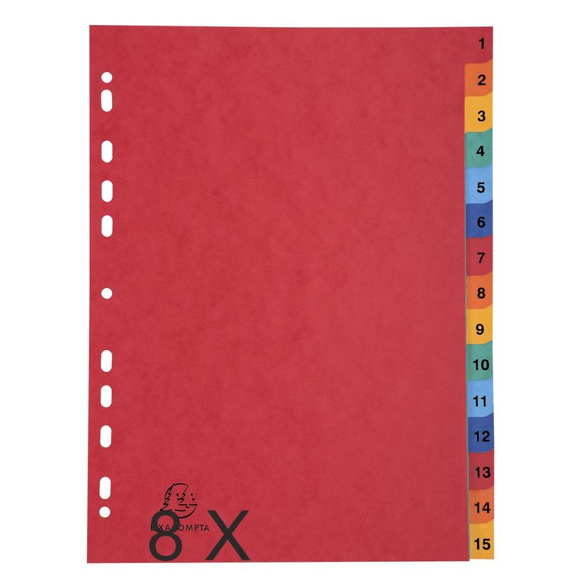 5016196131133-Exacompta - Pack de 8 intercalaires 15 positions numériques - A4 - couleurs assorties-P_400011541_2-0