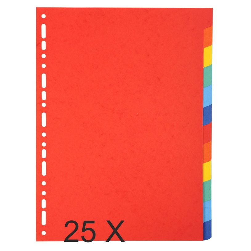 3130632020125-Exacompta - Pack de 25 intercalaires 12 positions - A4 - couleurs assorties (carte recycl