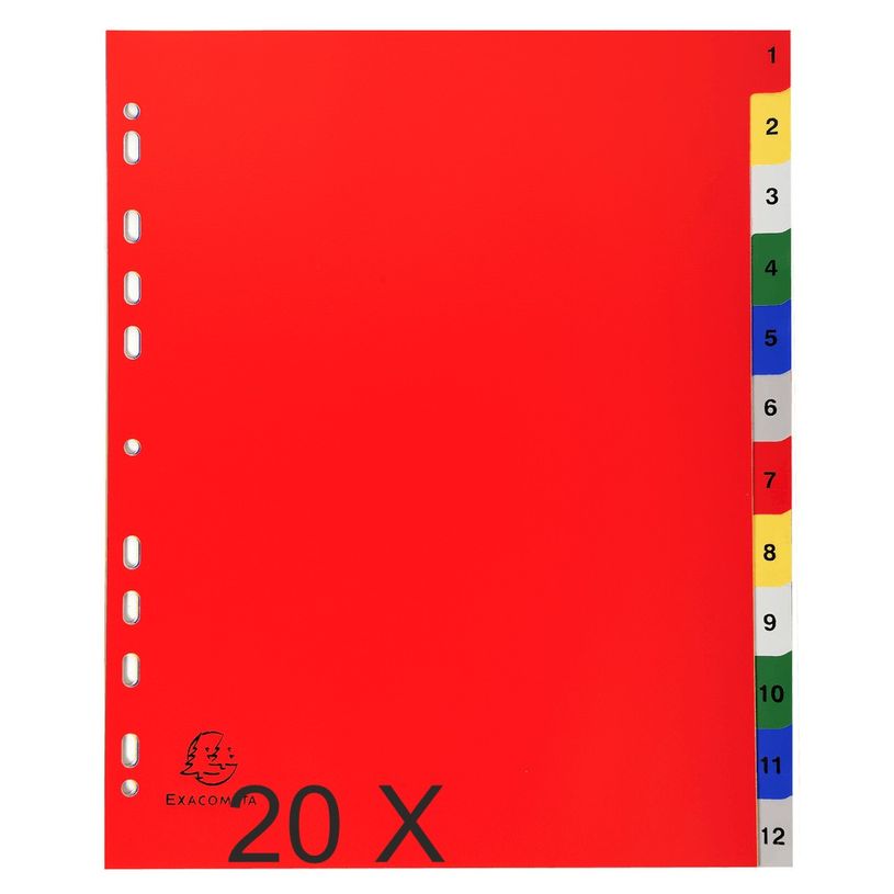 3130632025120-Exacompta - Pack de 20 intercalaires 12 positions numériques - A4 Maxi - couleurs assorti-P_400011550_2-0